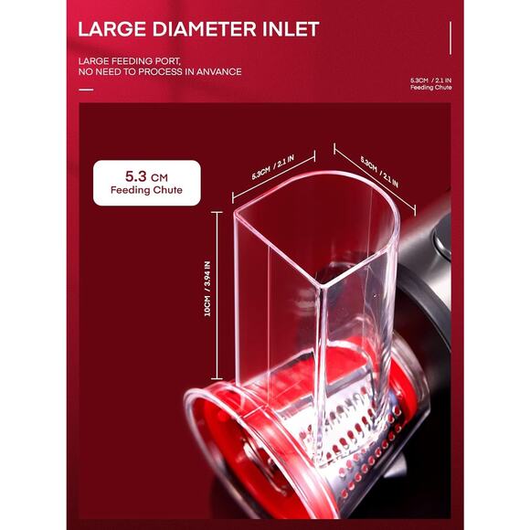 FOHERE Salad Maker Electric Cheese Grater & Slicer, One-Touch Control, BPA-Free - Picture 2 of 10